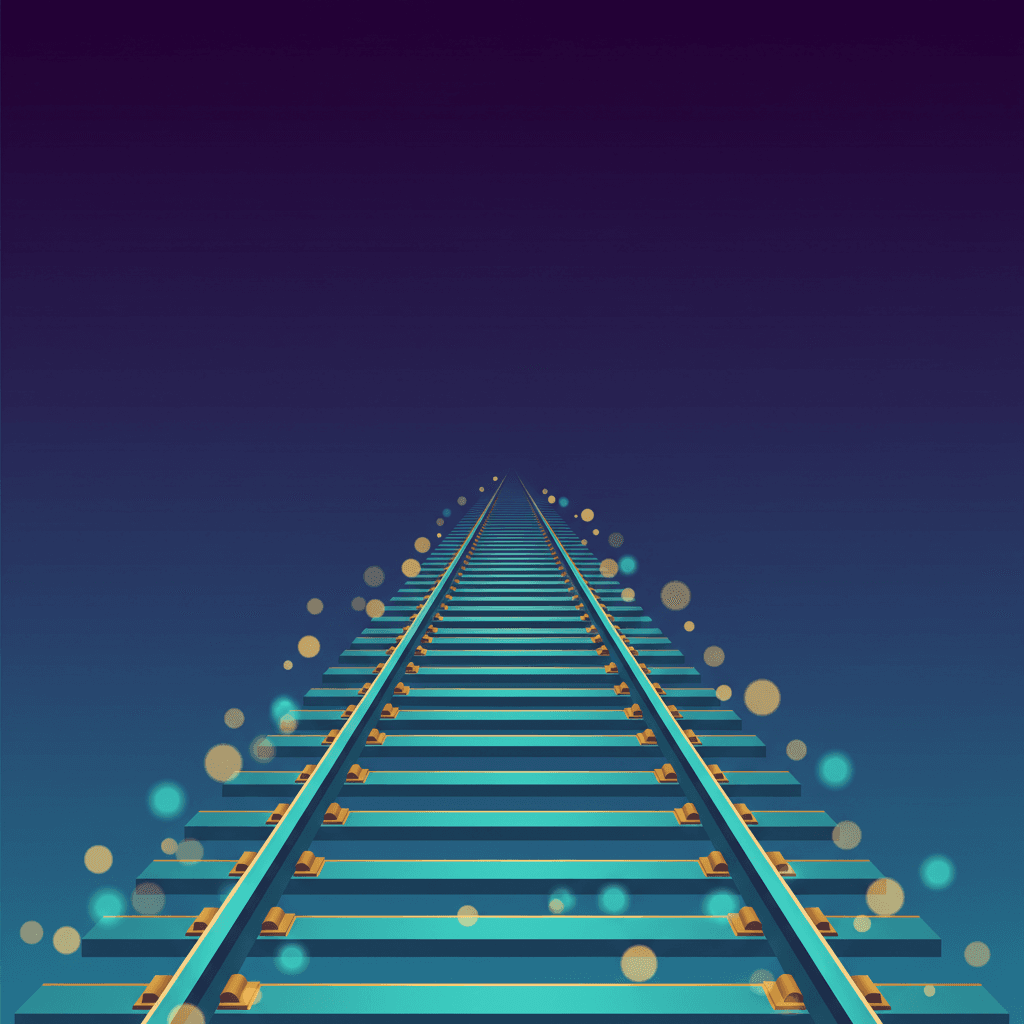 Abstract railway tracks converging to vanishing point