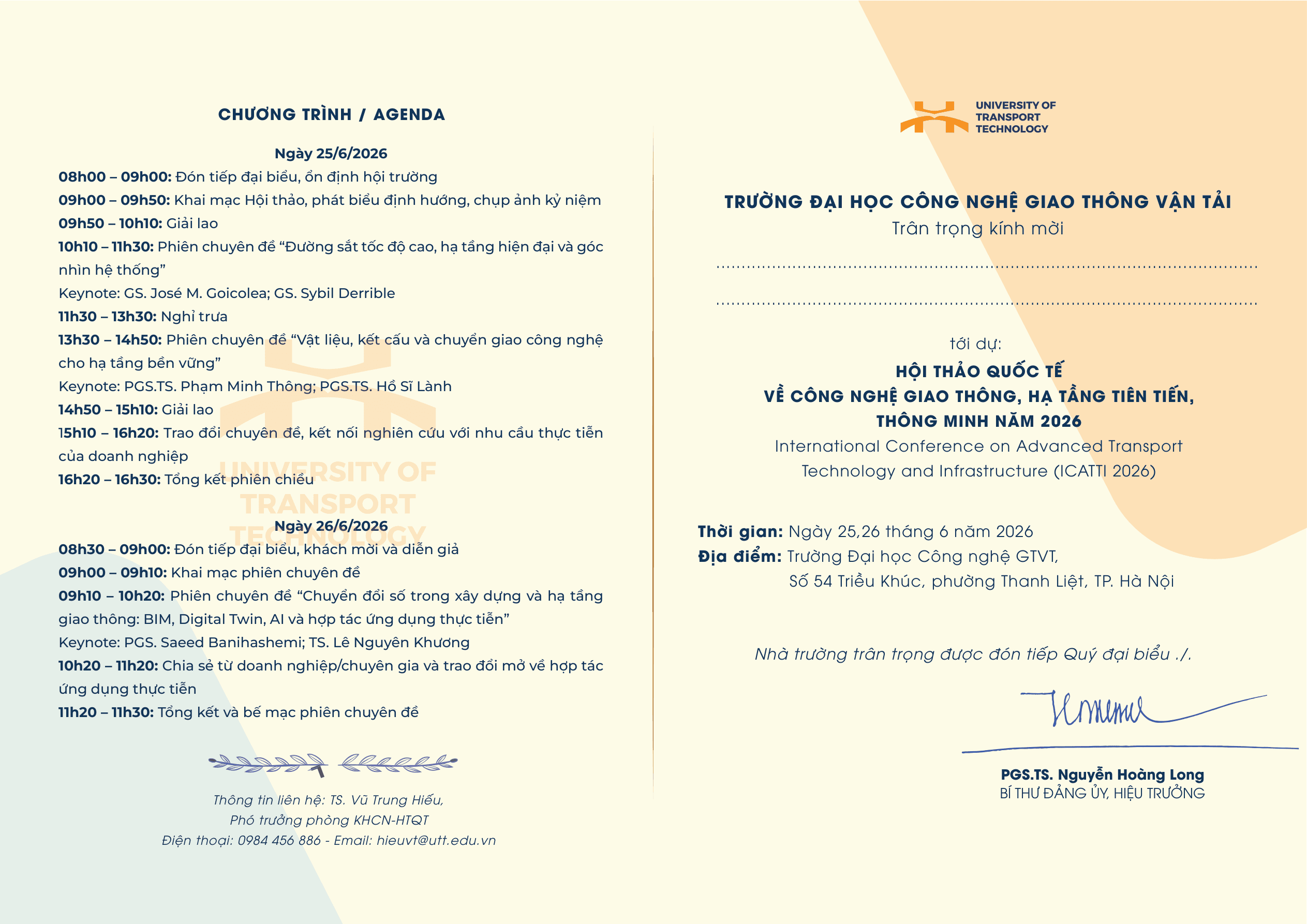 ICATTI 2026 official invitation and agenda