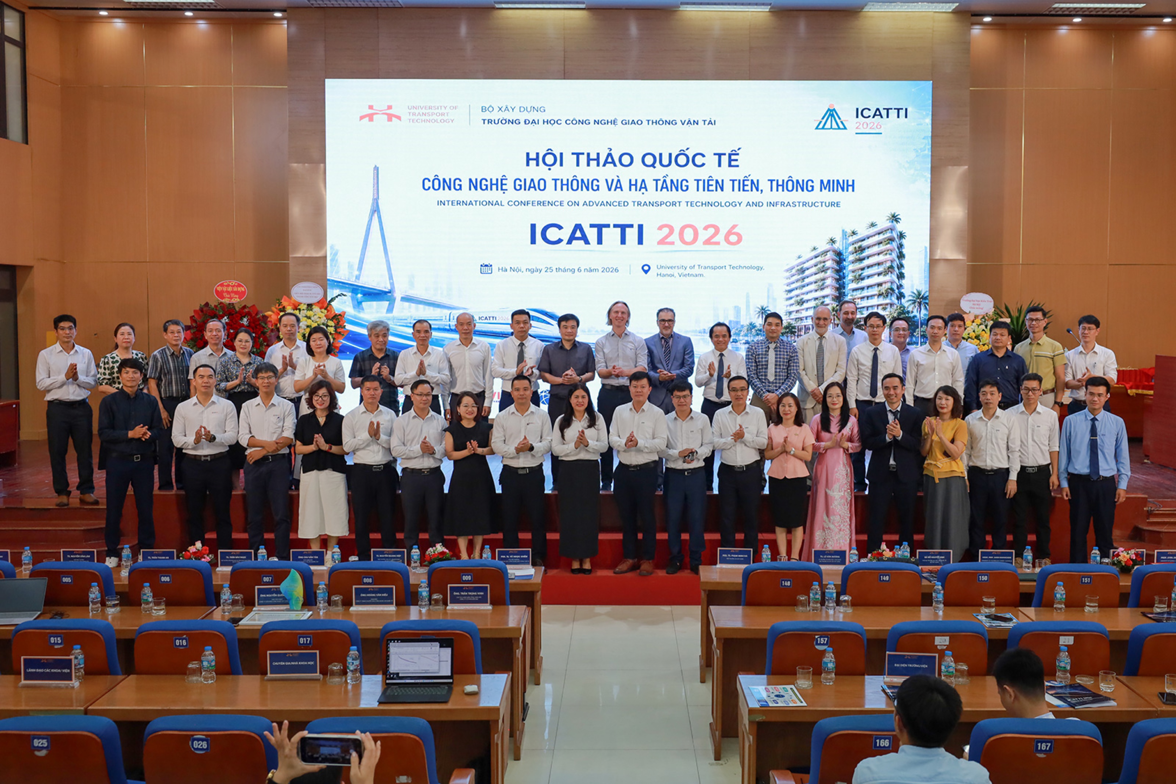 Assoc. Prof. Pham Minh Ha, Vice Minister of Construction, speaking at ICATTI 2026